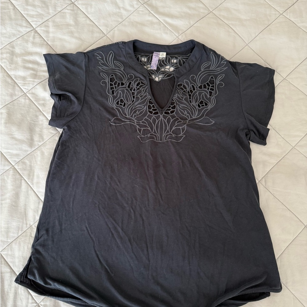 LPA Black Embellished Cut Out Blouse